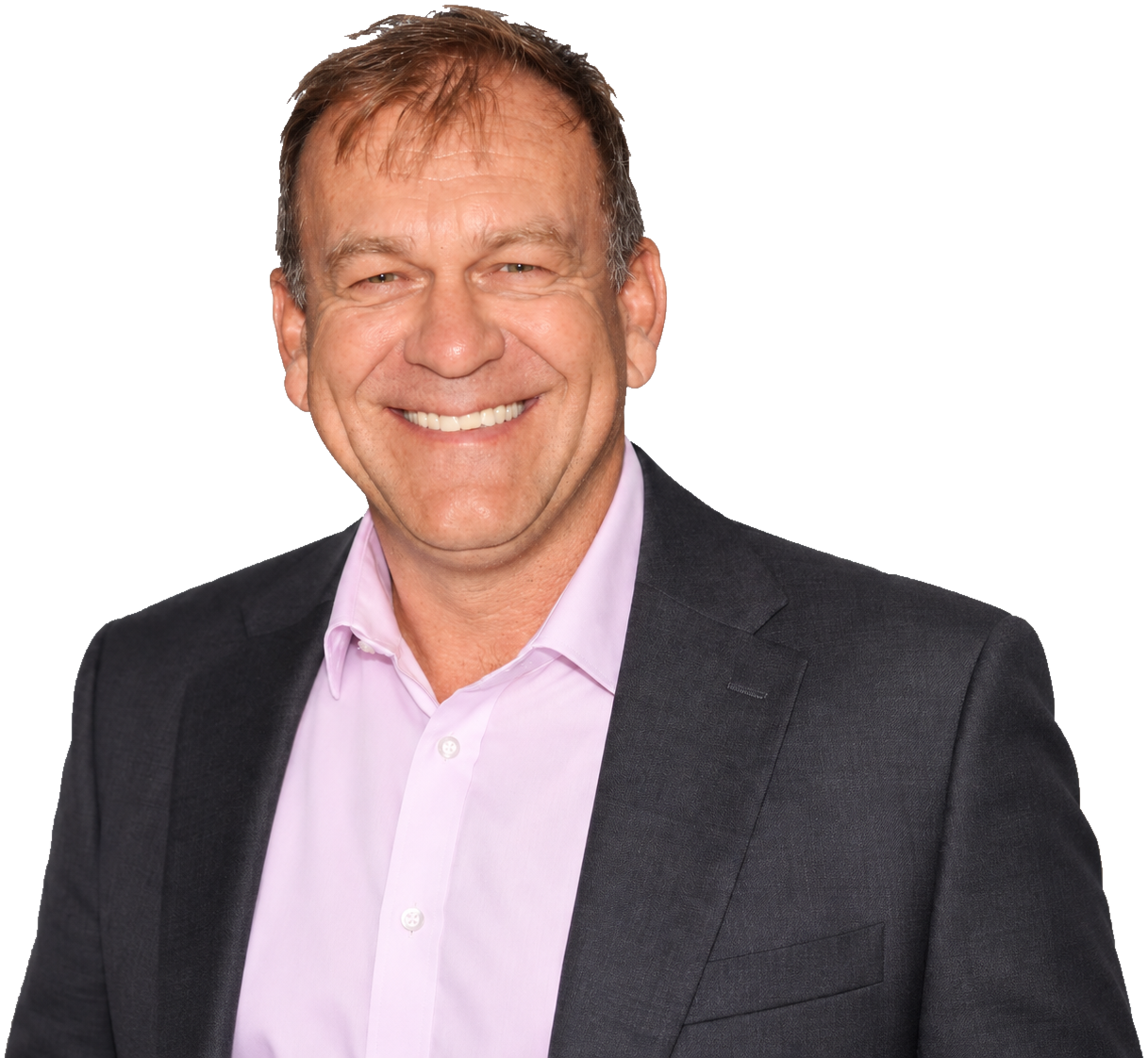 John Louw, Co-Founder of Infogility, in a lavender shirt and dark blazer